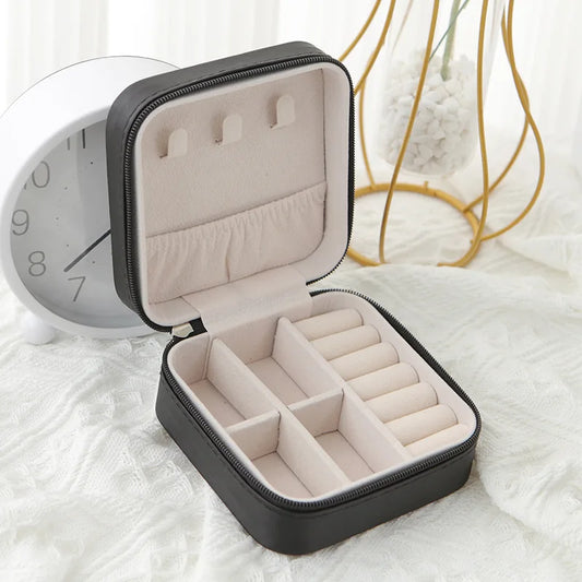 Single Layer Leather Jewelry Box for Ladies - Classic Black, Pure White, and Fashion Pink Options
