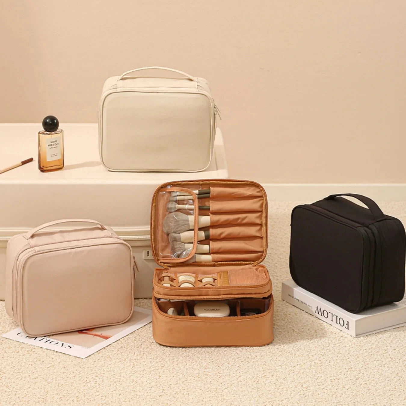 Premium Oxford Cloth Toiletry and Makeup Bag - Unisex, Multi-Layered, Waterproof, Ideal for Travel, Business, and Daily Use, Versatile Storage for Cosmetics, Skincare, and Accessories