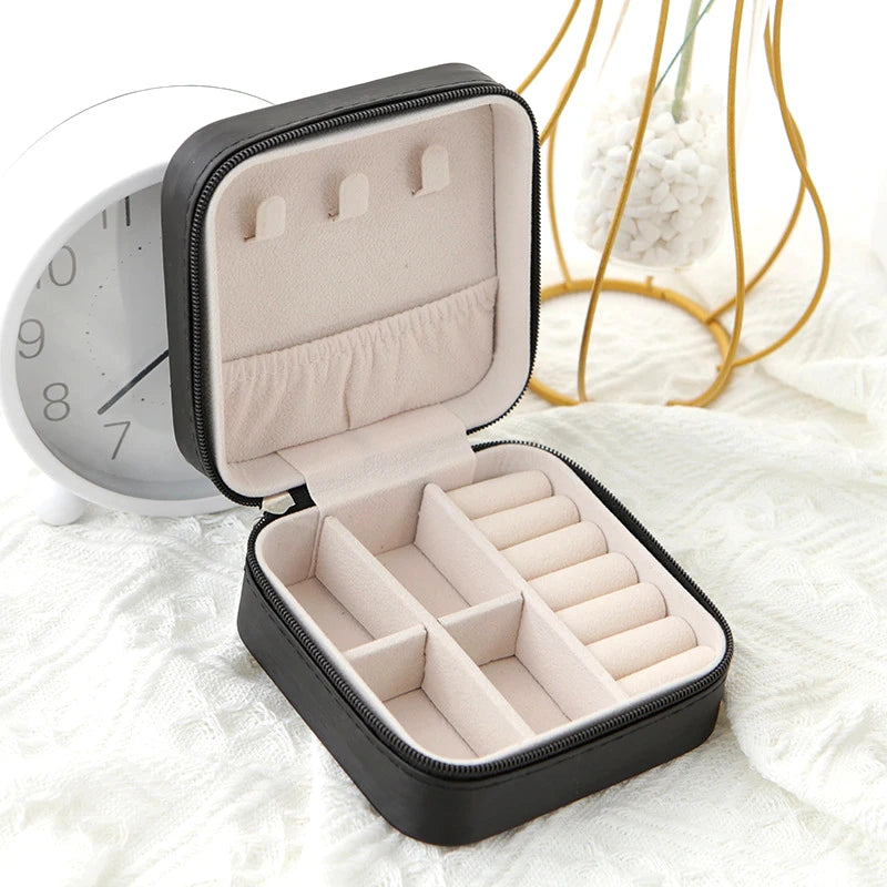 Single Layer Leather Jewelry Box for Ladies - Classic Black, Pure White, and Fashion Pink Options
