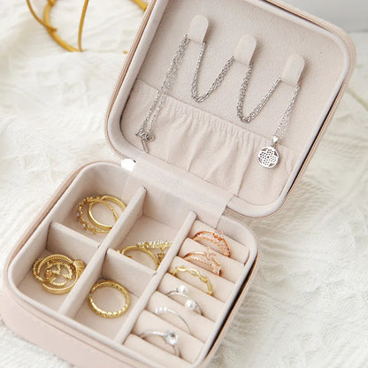 Single Layer Leather Jewelry Box for Ladies - Classic Black, Pure White, and Fashion Pink Options