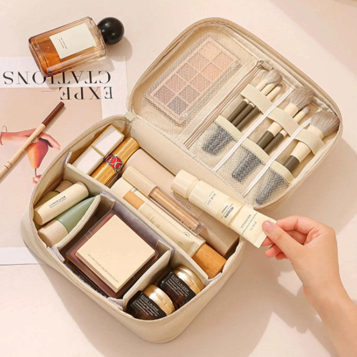 Premium Oxford Cloth Toiletry and Makeup Bag - Unisex, Multi-Layered, Waterproof, Ideal for Travel, Business, and Daily Use, Versatile Storage for Cosmetics, Skincare, and Accessories