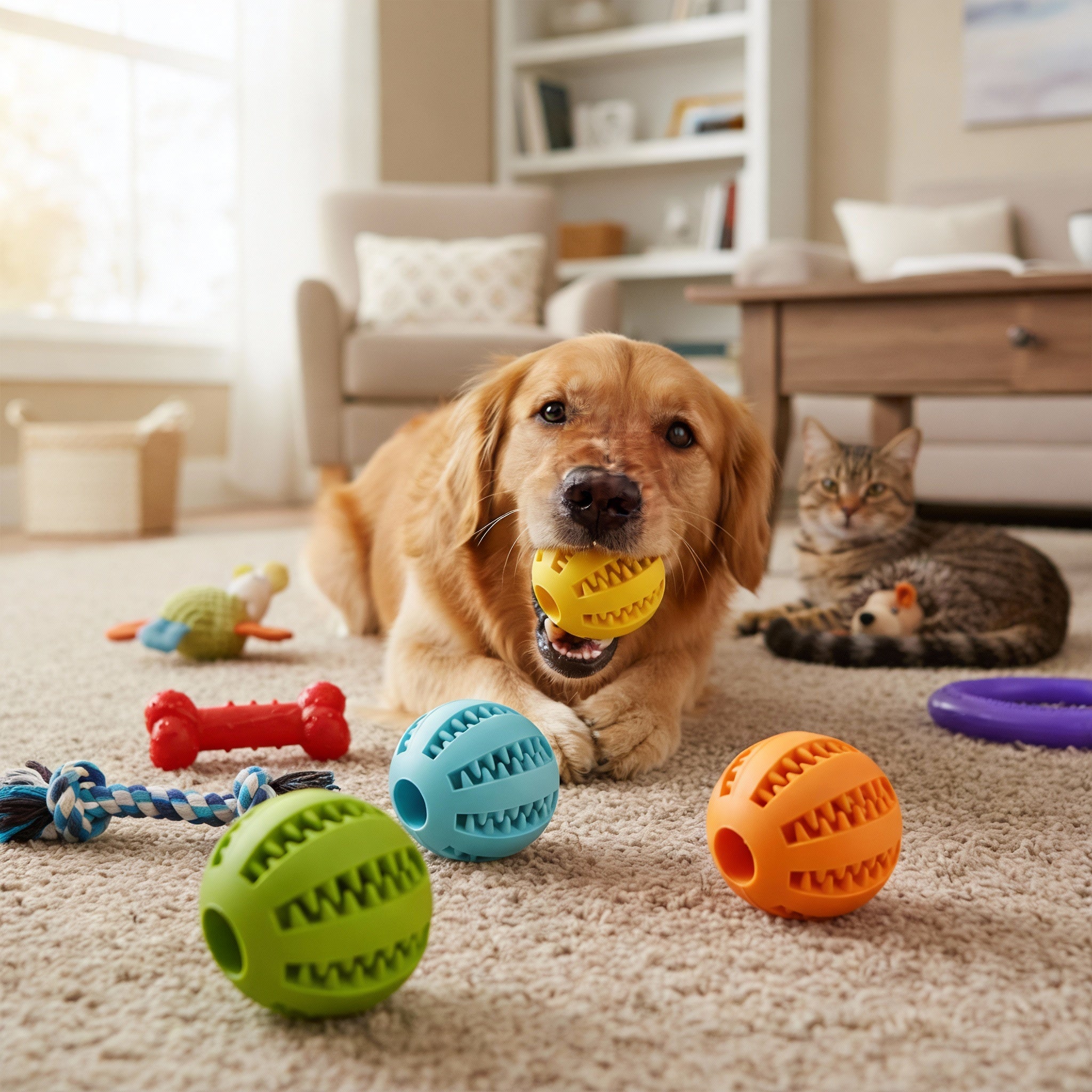 Felloa™ Interaktiver Futter- & Zahnpflege-Kauspielball für Hunde & Katzen.